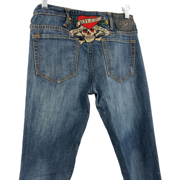 Ed Hardy straight leg logo streetwear retro jeans size 30 women’s - Picture 3 of 14